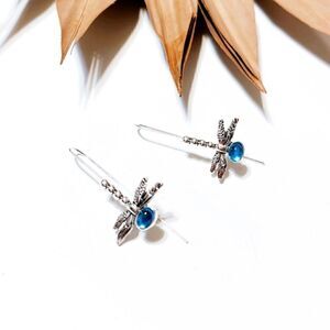 Silver dragonfly earrings S511